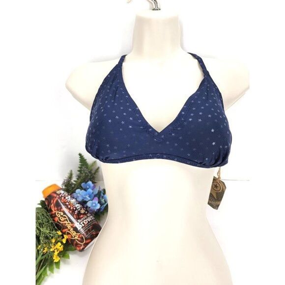 Triangle Bikini Top by Converse - Navy Blue with Stars, Criss Cross Back - MED - Picture 7 of 10
